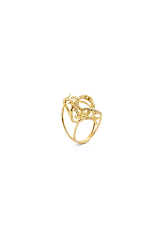 Exclusive Jewelry Offers – Shine For Less Arythmie 18K Gold Ring w. Diamond