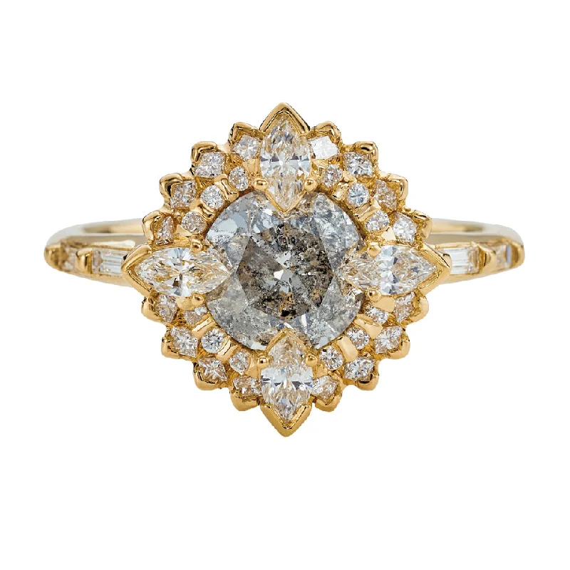 Limited-Time Jewelry Discounts – Shine Without The Splurge Golden Lotus Engagement ring with Grey and White Diamonds Limited-Time Jewelry Discounts – Shine Without The Splurge Golden Lotus Engagement ring with Grey and White Diamonds