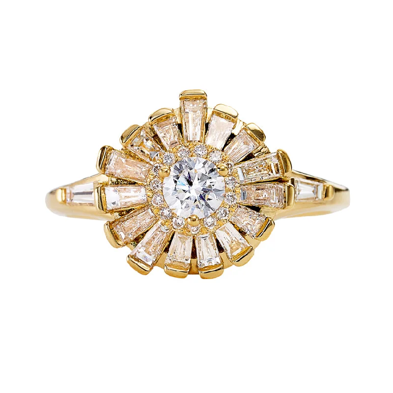 Limited-Stock Jewelry Sale – Shop Before It's Gone Halo Ring with Baguette Diamond Frills - Asymmetric Halo Engagement Ring Limited-Stock Jewelry Sale – Shop Before It's Gone Halo Ring with Baguette Diamond Frills - Asymmetric Halo Engagement Ring