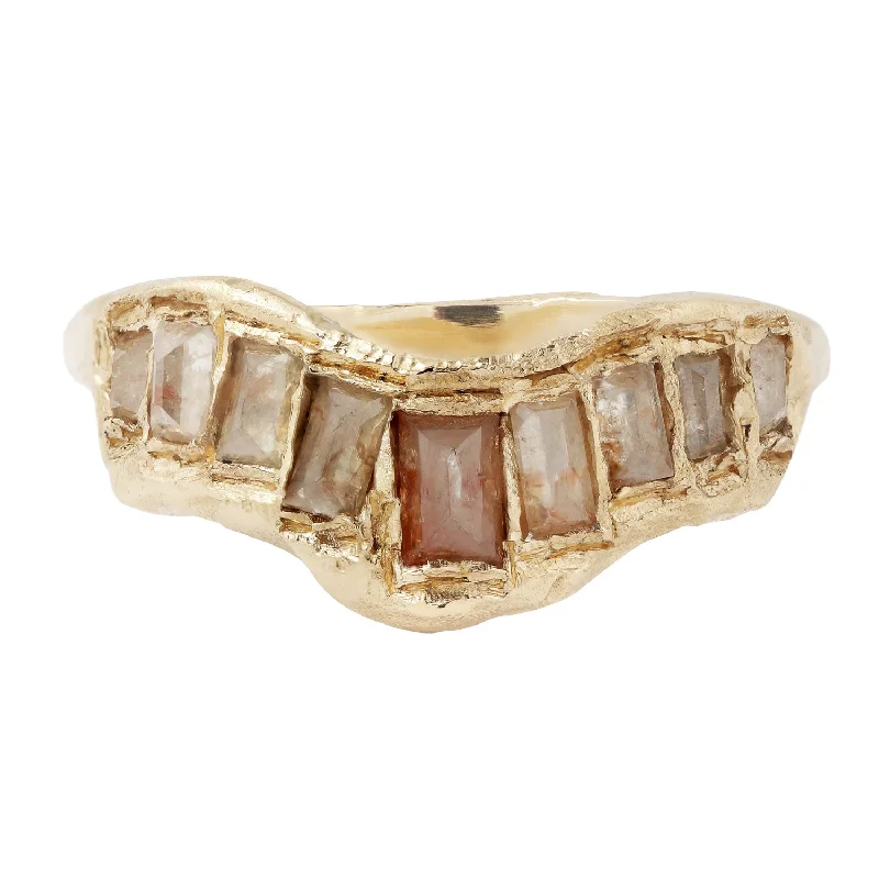 Luxury Jewelry At Unbeatable Discounts LXI Orange Diamond V Shape Scatter Ring
