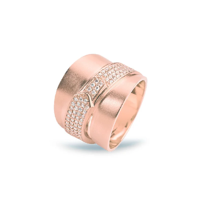 Eco-Friendly Sustainable Jewelry For Conscious Buyers Jovian Large 18K Rosegold Ring w. Diamonds Eco-Friendly Sustainable Jewelry For Conscious Buyers Jovian Large 18K Rosegold Ring w. Diamonds