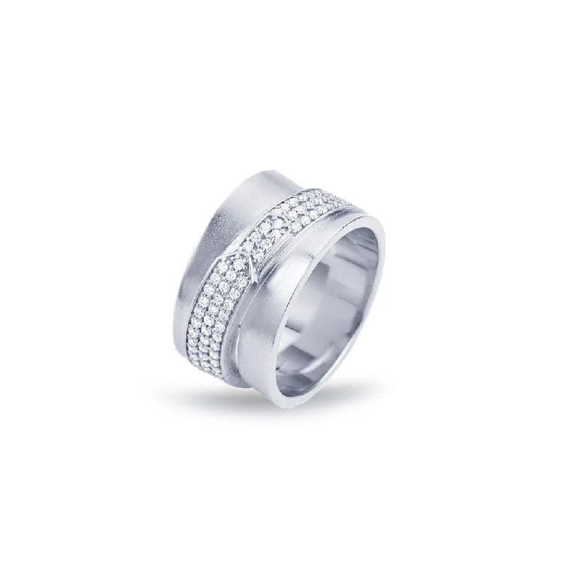 Modern Statement Jewelry For Bold Styling Jovian Small 18K Whitegold Ring w. Diamonds Modern Statement Jewelry For Bold Styling Jovian Small 18K Whitegold Ring w. Diamonds