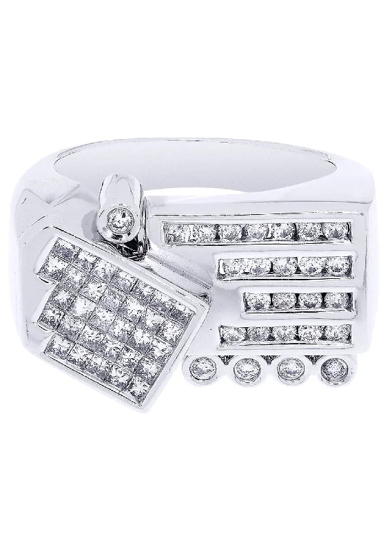 Flash Sale On Exquisite Jewelry – Don't Miss Out White Gold Mens Diamond Ring| 1.14 Carats| 12.92 Grams Flash Sale On Exquisite Jewelry – Don't Miss Out White Gold Mens Diamond Ring| 1.14 Carats| 12.92 Grams