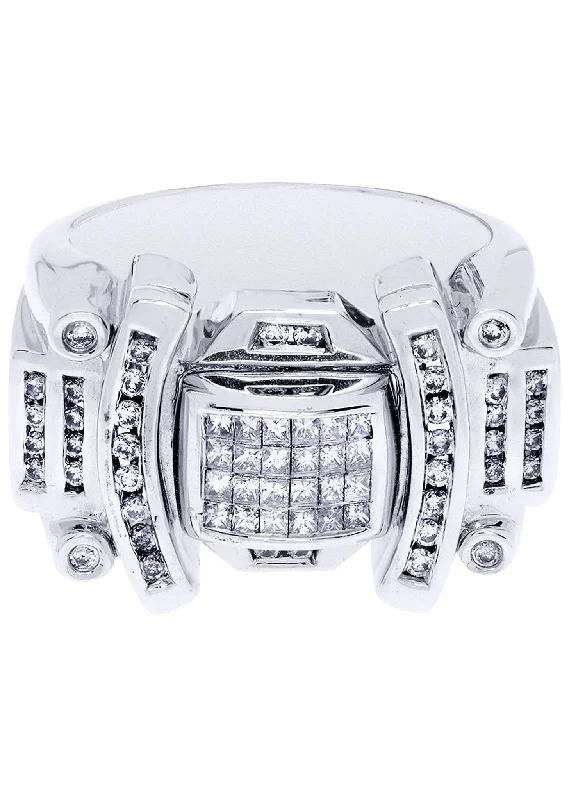 Unique Jewelry Designs Now At Discounted Rates White Gold Mens Diamond Ring| 1.28 Carats| 17.39 Grams Unique Jewelry Designs Now At Discounted Rates White Gold Mens Diamond Ring| 1.28 Carats| 17.39 Grams