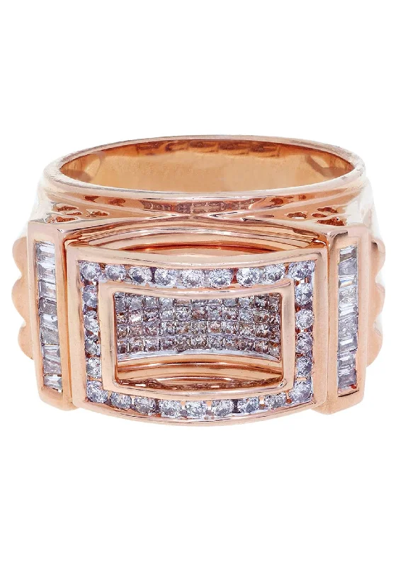 Dainty Floral Jewelry For Feminine Elegance Rose Gold Mens Diamond Ring / Pinky Diamond Ring| 1.3 Carats Dainty Floral Jewelry For Feminine Elegance Rose Gold Mens Diamond Ring / Pinky Diamond Ring| 1.3 Carats