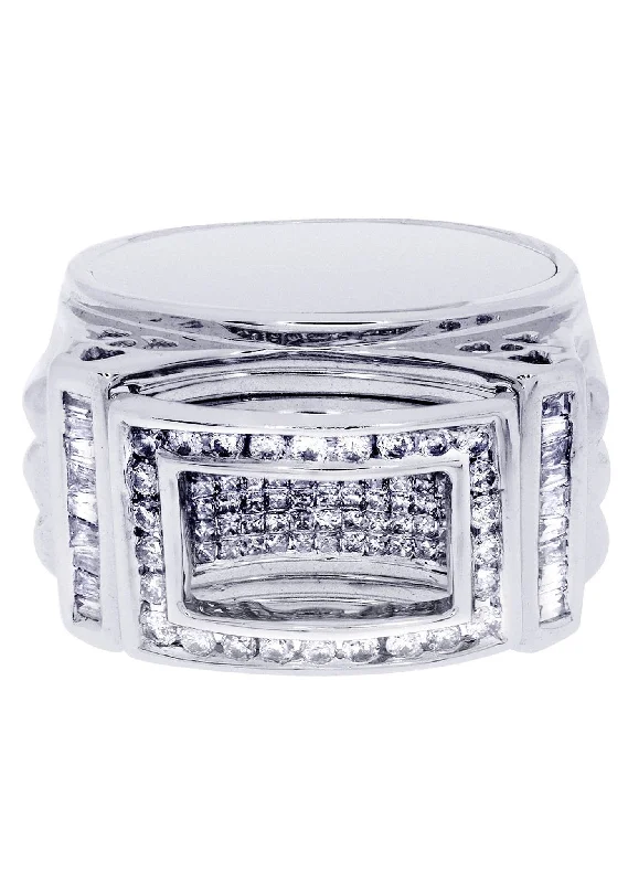 Romantic Heart-Shaped Jewelry For Special Gifts White Gold Mens Diamond Ring| 1.32 Carats| 14.43 Grams Romantic Heart-Shaped Jewelry For Special Gifts White Gold Mens Diamond Ring| 1.32 Carats| 14.43 Grams