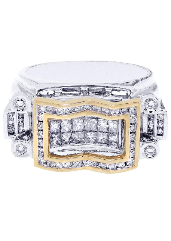 Personalized Engraved Jewelry For Meaningful Gifts White Gold Mens Diamond Ring| 1.5 Carats| 14.59 Grams