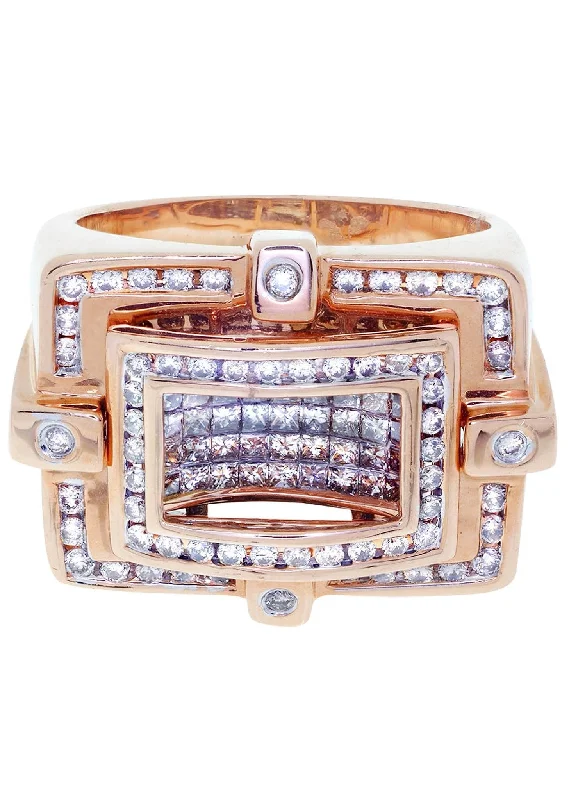 Fashion-Forward Geometric Jewelry For Contemporary Style Rose Gold Mens Diamond Ring / Pinky Diamond Ring| 1.62 Carats Fashion-Forward Geometric Jewelry For Contemporary Style Rose Gold Mens Diamond Ring / Pinky Diamond Ring| 1.62 Carats
