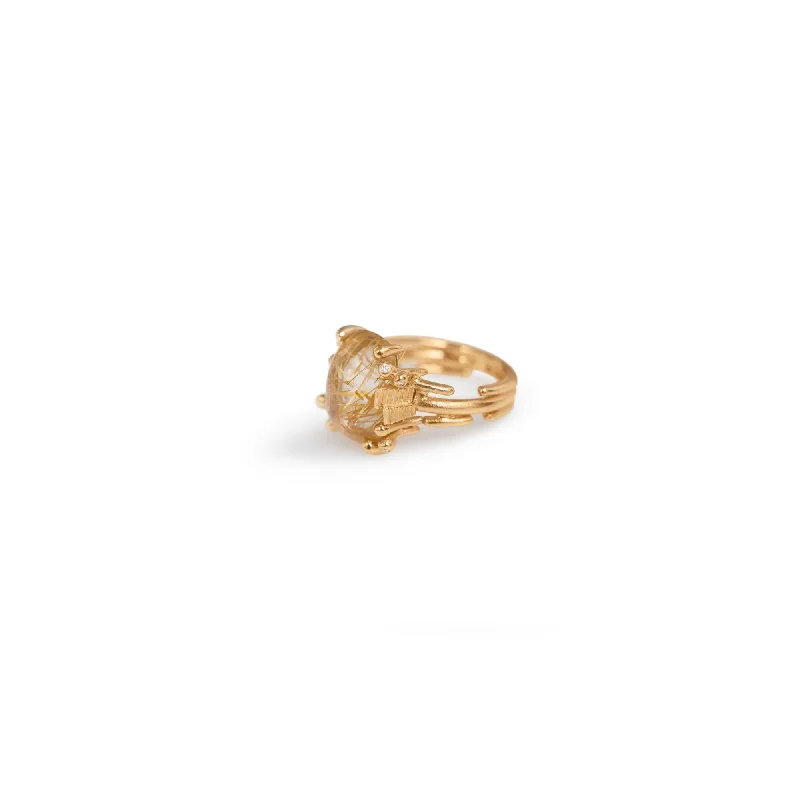 The Perfect Accessory For Less – Jewelry Sale Live BoHo Medium 18K Gold Ring w. Diamonds & Rutile Quartz The Perfect Accessory For Less – Jewelry Sale Live BoHo Medium 18K Gold Ring w. Diamonds & Rutile Quartz