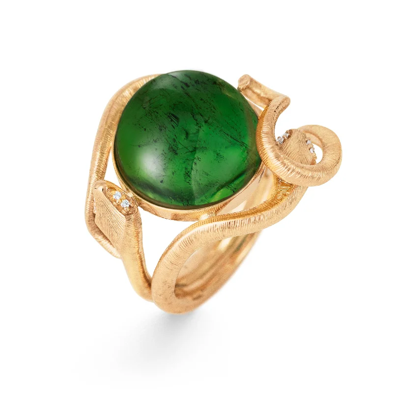 Timeless Beauty, Unbeatable Deals – Jewelry Sale On Snakes 18K Gold Ring w. Tourmaline & Diamonds