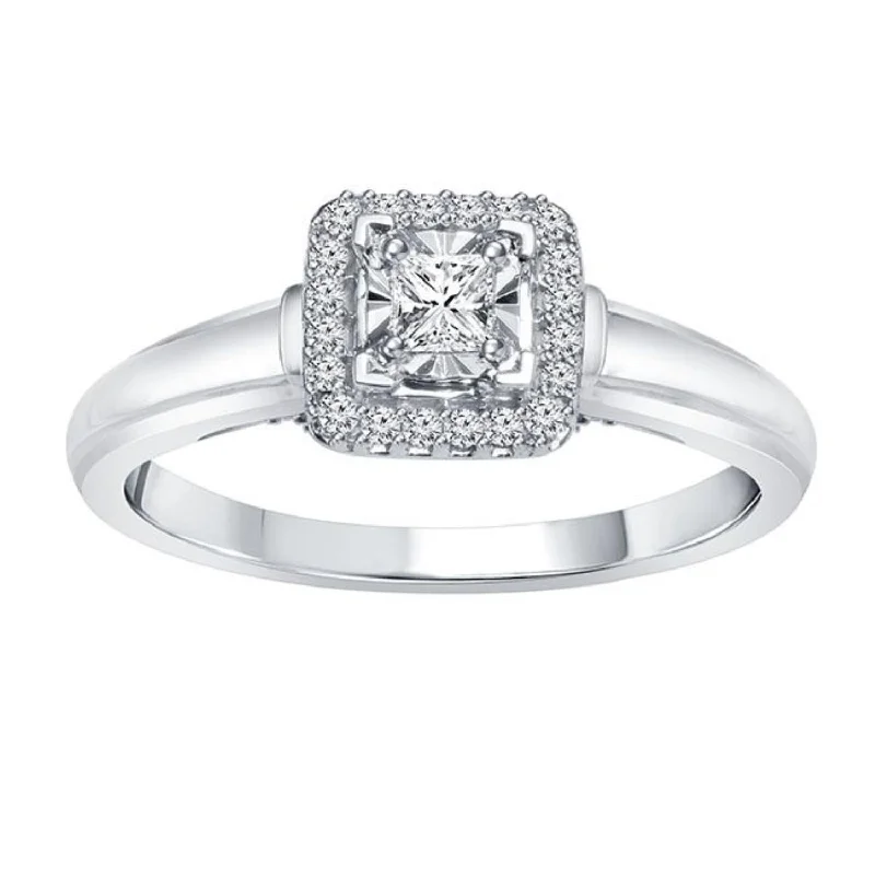Shop Fine Jewelry With Amazing Deals Premiere 1/3 CTW Princess Cut Diamond Illusion Set Solitaire Engagement Ring in 10KT White Gold Shop Fine Jewelry With Amazing Deals Premiere 1/3 CTW Princess Cut Diamond Illusion Set Solitaire Engagement Ring in 10KT White Gold