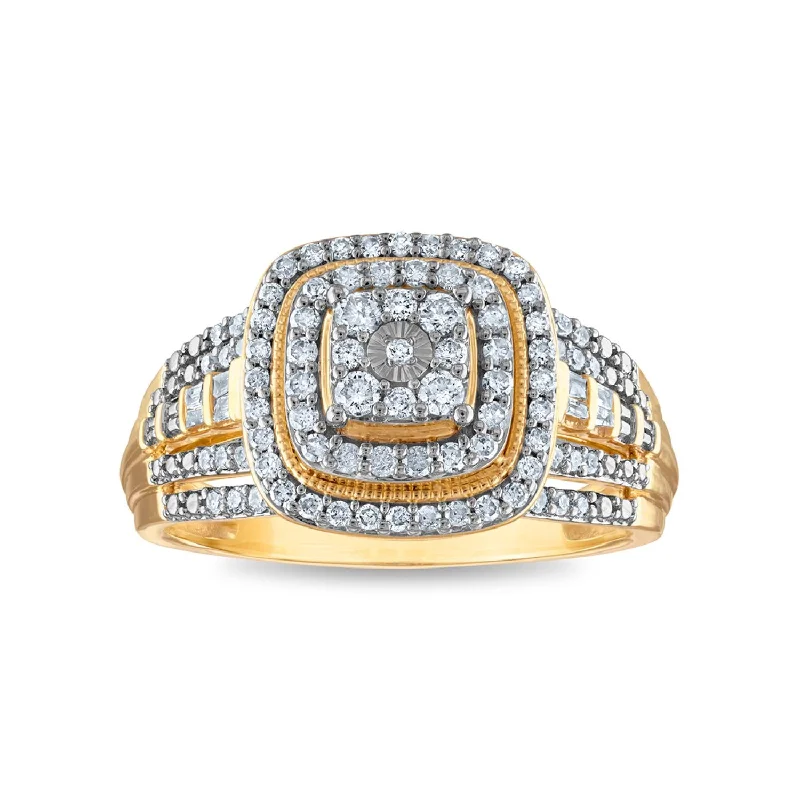 Exclusive Jewelry Sale – Shine For Less Red Hot Deal 1/2 CTW Diamond Cluster Halo Engagement Ring in 10KT Gold Exclusive Jewelry Sale – Shine For Less Red Hot Deal 1/2 CTW Diamond Cluster Halo Engagement Ring in 10KT Gold
