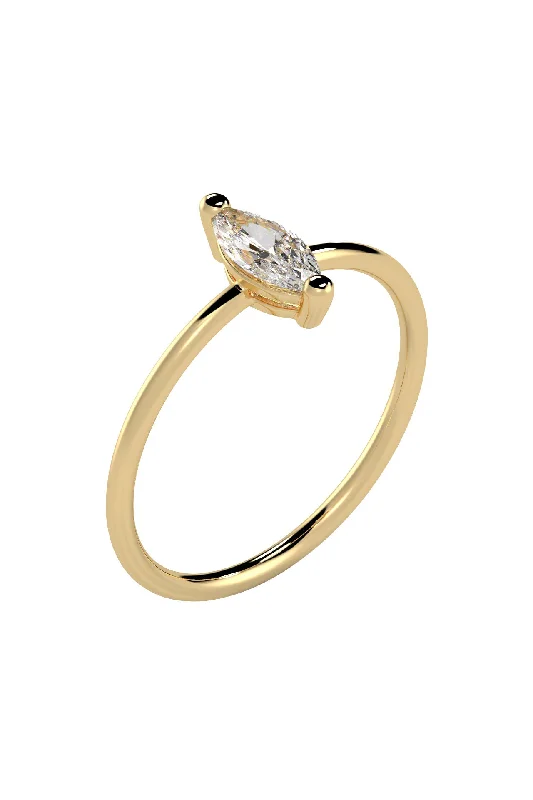 Shop Dazzling Jewelry At The Best Prices Marquise 18K Gold Ring w. Lab-Grown Diamond Shop Dazzling Jewelry At The Best Prices Marquise 18K Gold Ring w. Lab-Grown Diamond