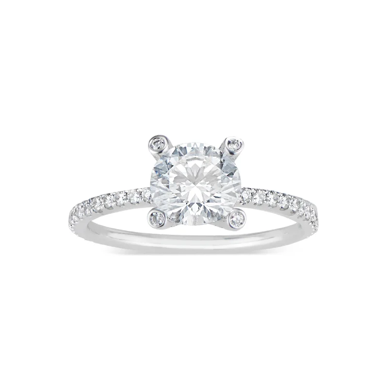 Customized Silver Jewelry For Unique Style Round Diamond Engagement Ring with Diamond Prongs