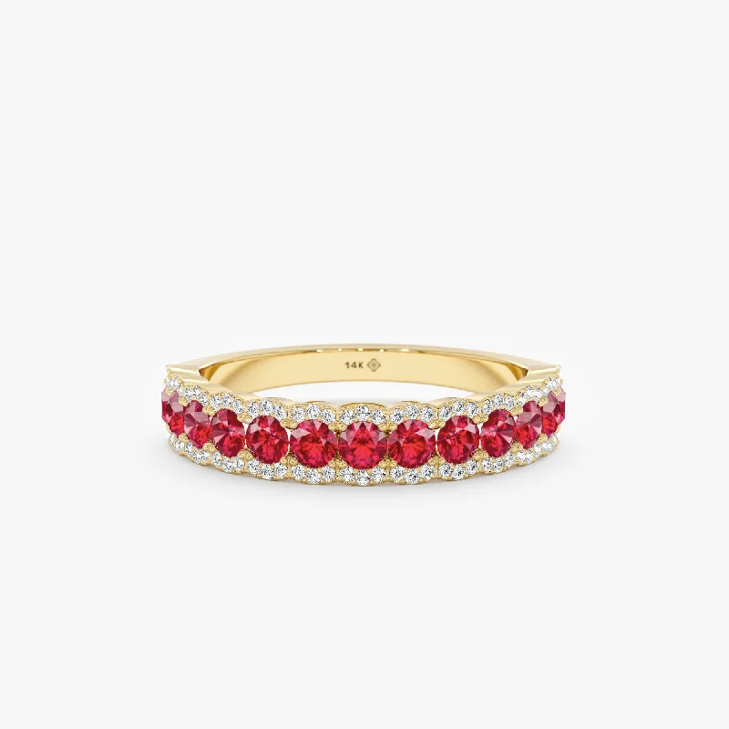 Jewelry Clearance Sale – Final Reductions Ruby Diamond Half Eternity Ring, Rosie