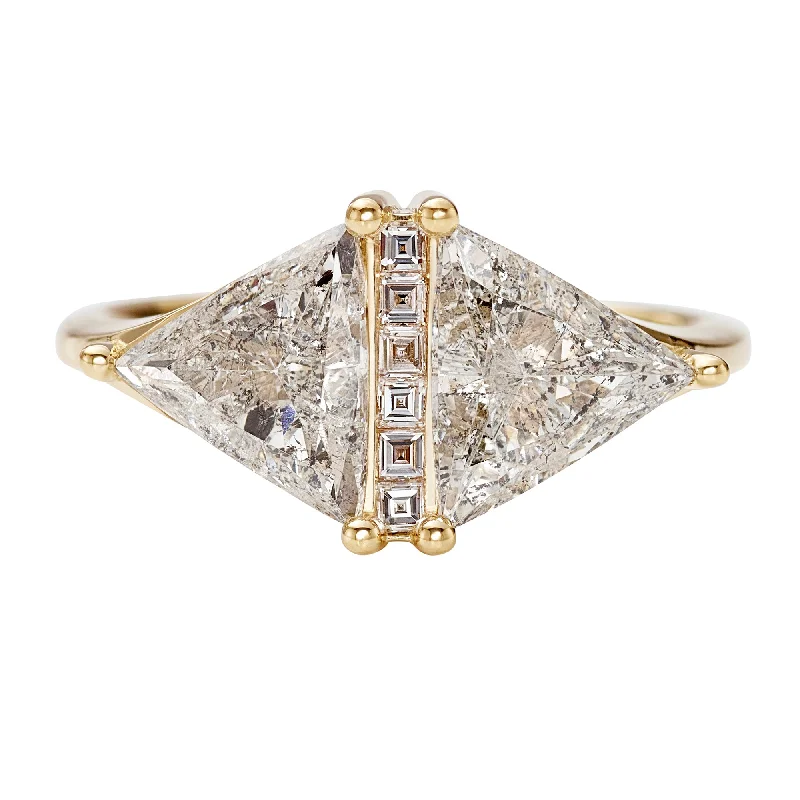 Limited Stock On Premium Jewelry At Low Prices Salt & Pepper Trillion Cut Diamond Rhombus Engagement Ring Limited Stock On Premium Jewelry At Low Prices Salt & Pepper Trillion Cut Diamond Rhombus Engagement Ring