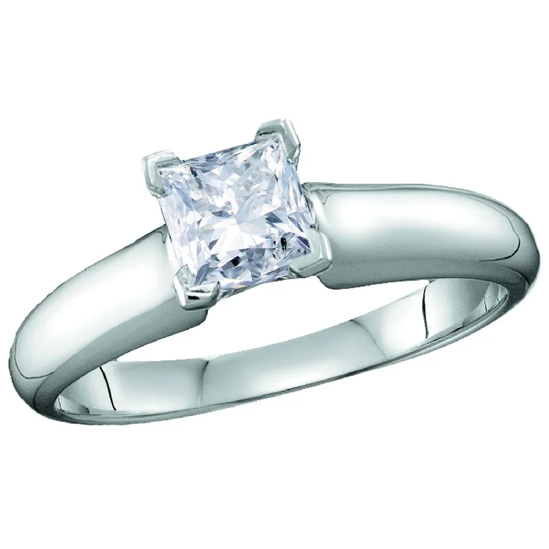 Luxury Meets Affordability – Jewelry Sale Now Live Signature Certificate 1/2 CTW Princess Cut Diamond Solitaire Engagement Ring in 14KT White Gold Luxury Meets Affordability – Jewelry Sale Now Live Signature Certificate 1/2 CTW Princess Cut Diamond Solitaire Engagement Ring in 14KT White Gold