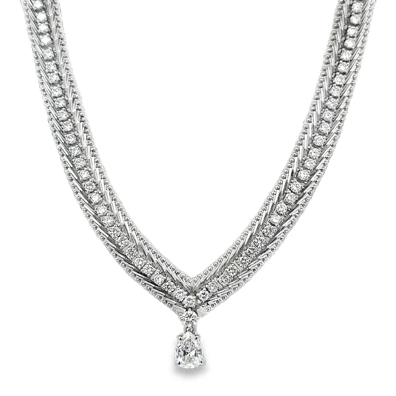 Jewelry Deals That Outshine The Rest Statement Mesh Pear Cut Diamond Necklace in 18k White Gold Jewelry Deals That Outshine The Rest Statement Mesh Pear Cut Diamond Necklace in 18k White Gold