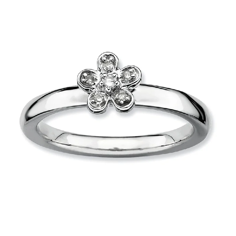 Grab Your Favorite Jewelry At The Lowest Prices Sterling Silver & 1/20 Ctw Diamond Stackable 6mm Flower Ring Grab Your Favorite Jewelry At The Lowest Prices Sterling Silver & 1/20 Ctw Diamond Stackable 6mm Flower Ring