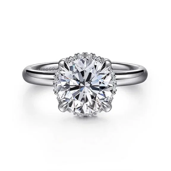 Timeless Jewelry, Timeless Savings – Don't Wait Symphony - 14K White Gold Round Hidden Halo Diamond Engagement Ring (Setting Only) Timeless Jewelry, Timeless Savings – Don't Wait Symphony - 14K White Gold Round Hidden Halo Diamond Engagement Ring (Setting Only)