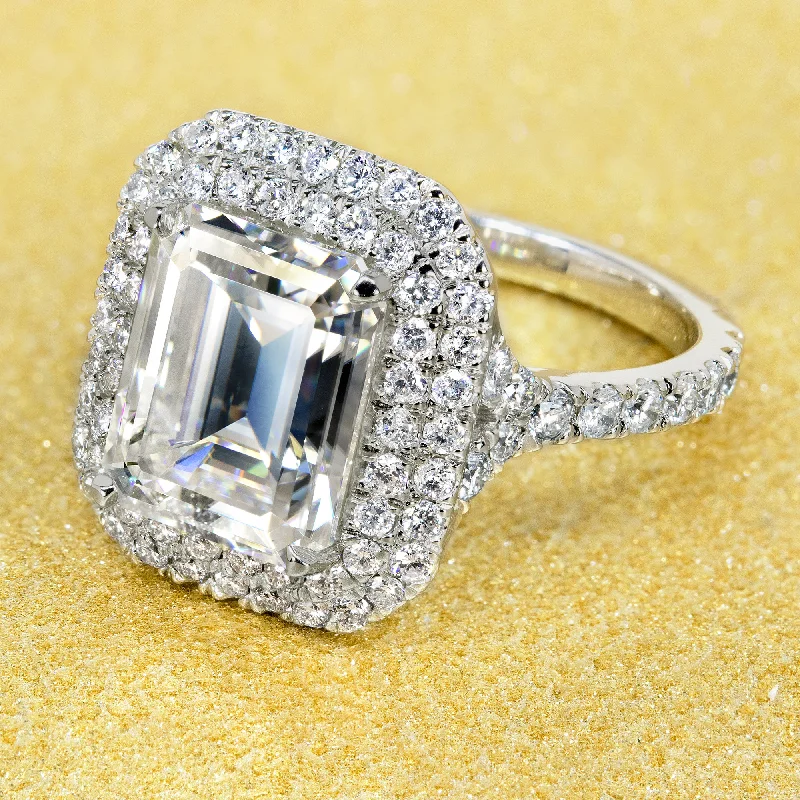 Trendy And Classic Jewelry Now At Reduced Prices The Catherine, 3.5ct Emerald-cut Double Halo Ring Trendy And Classic Jewelry Now At Reduced Prices The Catherine, 3.5ct Emerald-cut Double Halo Ring