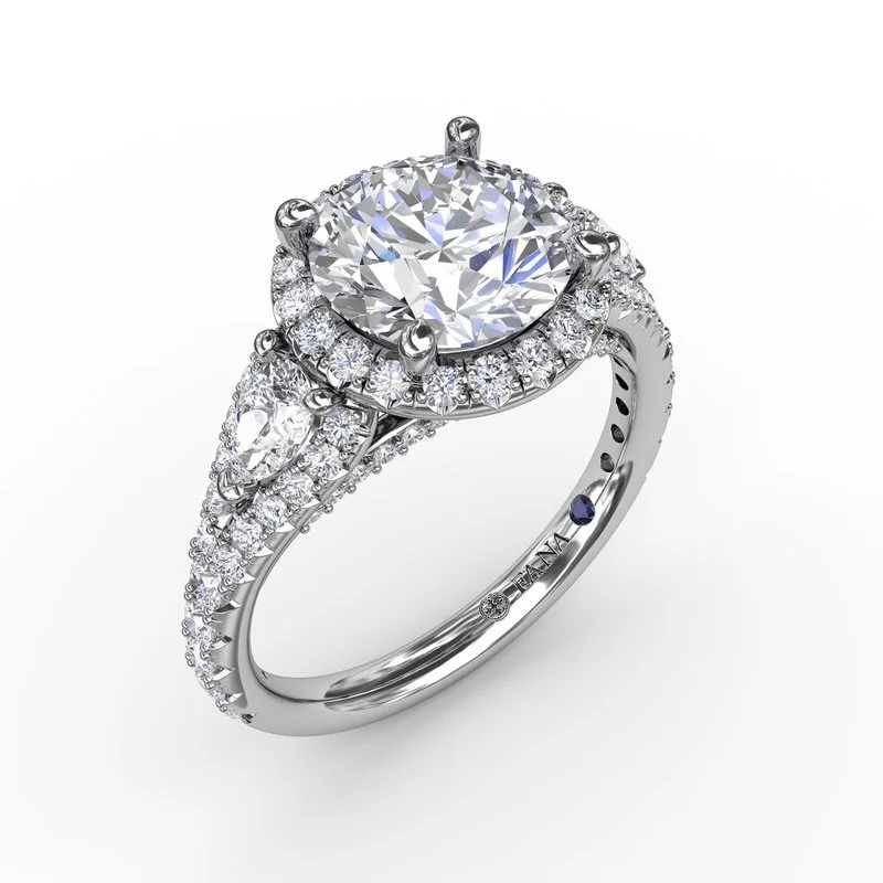 Fine Jewelry, Limited-Time Offers Available Three-Stone Round Diamond Halo Engagement Ring Fine Jewelry, Limited-Time Offers Available Three-Stone Round Diamond Halo Engagement Ring