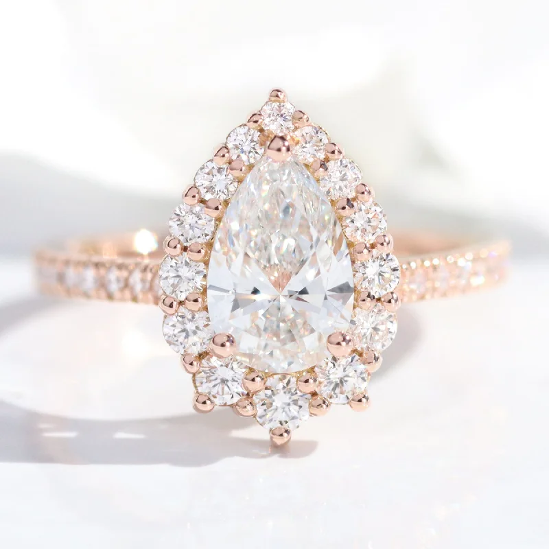 Make Your Outfit Shine With Discounted Jewelry Pear Lab Diamond Ring Pave Band w/ Natural Diamonds in Tiara Halo Ring Make Your Outfit Shine With Discounted Jewelry Pear Lab Diamond Ring Pave Band w/ Natural Diamonds in Tiara Halo Ring