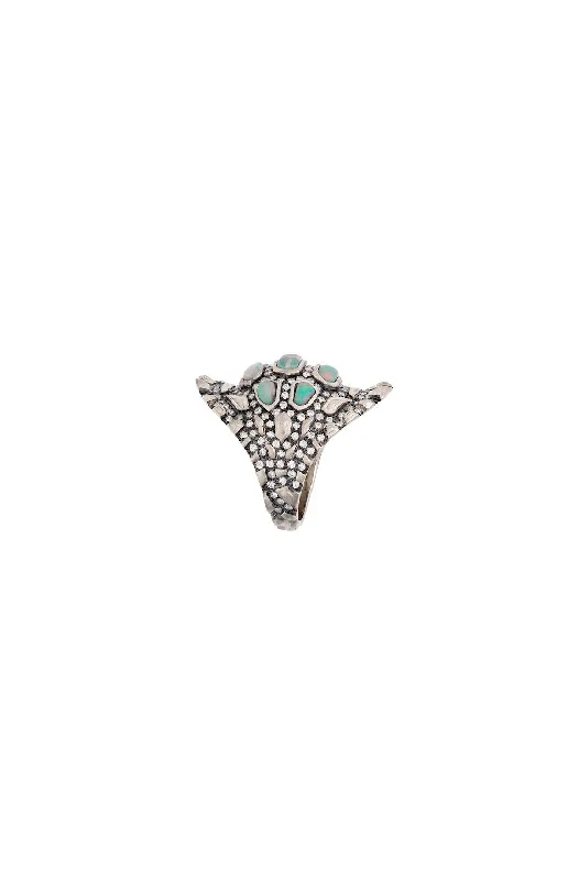 Shop Dazzling Jewelry At The Best Prices Madagascar 18K Whitegold Ring w. Opal & Diamond