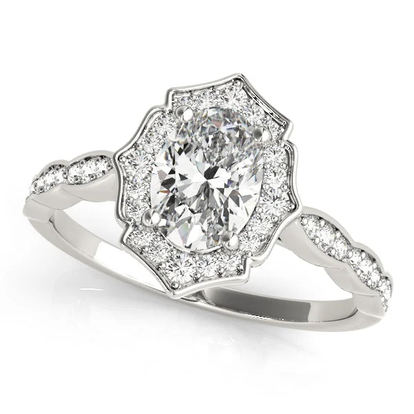 Grab Your Favorite Jewelry At The Lowest Prices Vintage Oval Diamond Halo and Tapered Design Mounting Grab Your Favorite Jewelry At The Lowest Prices Vintage Oval Diamond Halo and Tapered Design Mounting