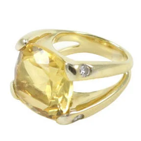 Premium Jewelry, Premium Discounts – Act Fast 18kt Yellow Gold Large Cushion Ring with Citrine and Diamond Premium Jewelry, Premium Discounts – Act Fast 18kt Yellow Gold Large Cushion Ring with Citrine and Diamond