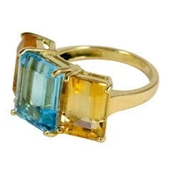 Sparkle On A Budget – Fine Jewelry For Less 18kt Yellow Gold Emerald Cut Ring With Citrine and Peridot Sparkle On A Budget – Fine Jewelry For Less 18kt Yellow Gold Emerald Cut Ring With Citrine and Peridot