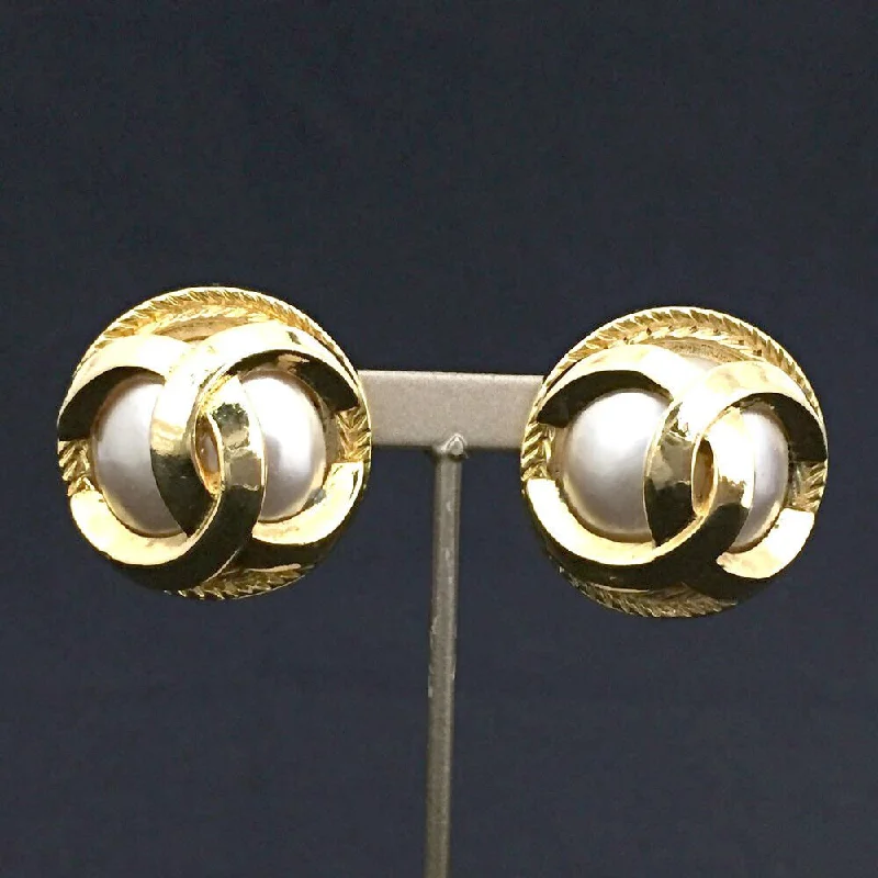 Upgrade Your Jewelry Collection For Less CHANEL CC Logo Gold Tone Pearl Earrings