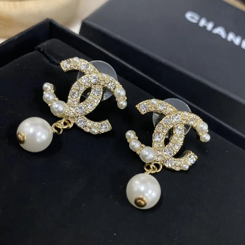 Huge Savings On Premium Jewelry Styles CHANEL CRYSTAL PEARL DROP EARRINGS