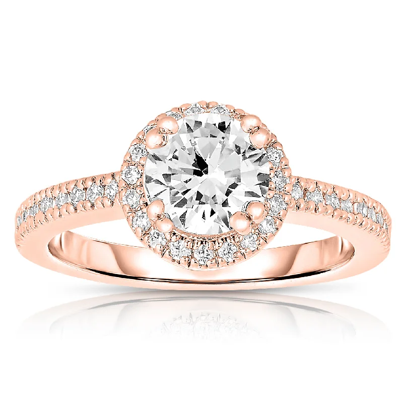 Modern Statement Jewelry For Bold Styling Cubic Zirconia Rose-plated Sterling Silver Round-cut Cubic Zirconia Ring Modern Statement Jewelry For Bold Styling Cubic Zirconia Rose-plated Sterling Silver Round-cut Cubic Zirconia Ring
