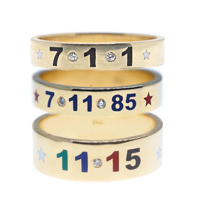 Customized Silver Jewelry For Unique Style Custom Lucky Digits Enamel Ring