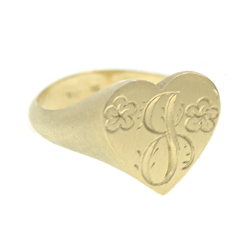 Versatile Layering Jewelry For Effortless Chic Custom Floral Heart Engraved Signet Ring Versatile Layering Jewelry For Effortless Chic Custom Floral Heart Engraved Signet Ring