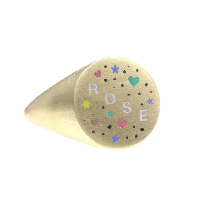 Get The Best Deals On Timeless Jewelry Pieces Custom Speckled Enamel Word Ring