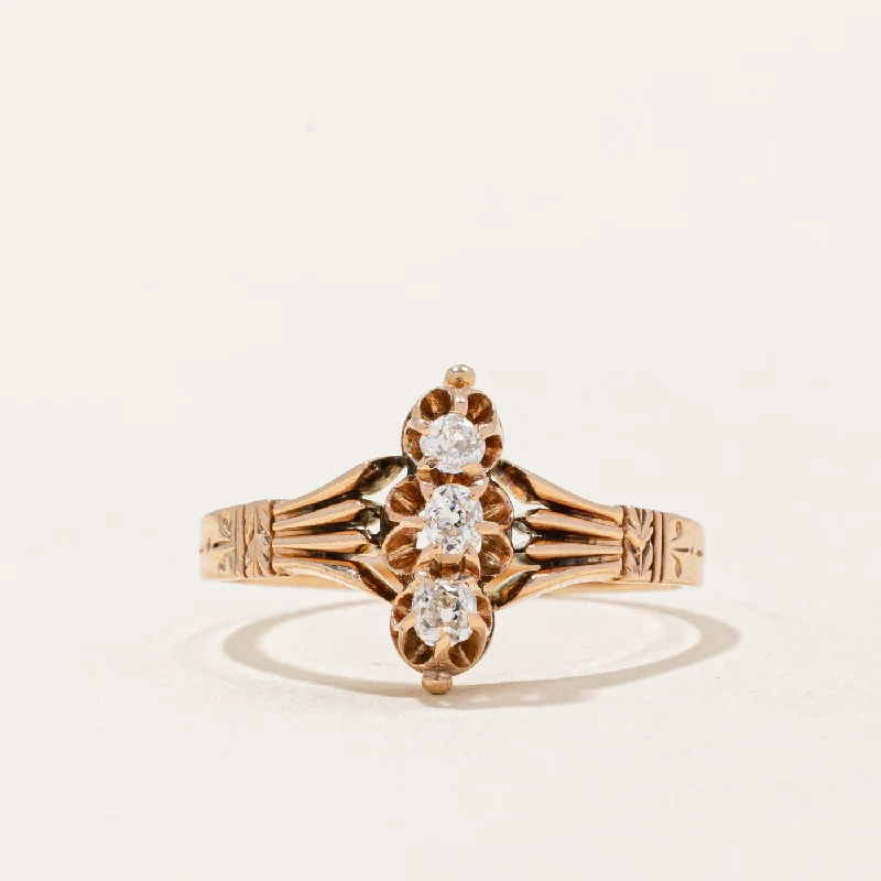 Affordable Glamour – Premium Jewelry At Special Prices Victorian Era Old Mine Cut Three Diamond Column Ring | 0.22ctw | SZ 8 | Affordable Glamour – Premium Jewelry At Special Prices Victorian Era Old Mine Cut Three Diamond Column Ring | 0.22ctw | SZ 8 |