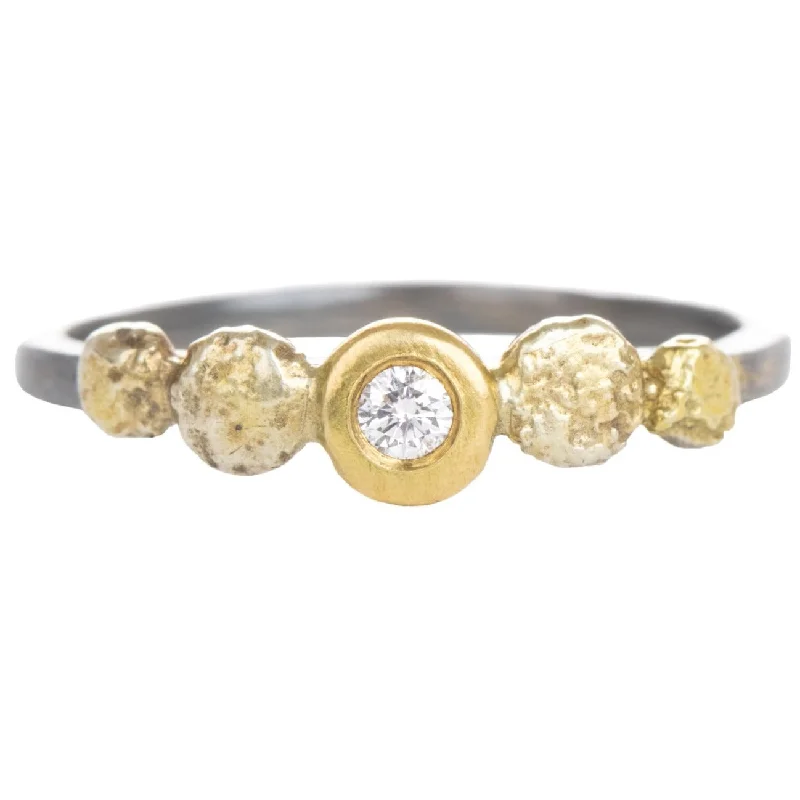 Sparkle In Style With Our Best Jewelry Deals In Bloom Stacking Ring - Dusted Blooms - 22k Gold Dust, 18k Gold, Oxidized Silver + Reclaimed Diamonds Sparkle In Style With Our Best Jewelry Deals In Bloom Stacking Ring - Dusted Blooms - 22k Gold Dust, 18k Gold, Oxidized Silver + Reclaimed Diamonds