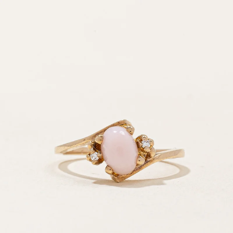 Trendy Minimalist Jewelry For Everyday Wear Pink Coral & Diamond Ring | 0.68ct, 0.02ctw | SZ 6 | Trendy Minimalist Jewelry For Everyday Wear Pink Coral & Diamond Ring | 0.68ct, 0.02ctw | SZ 6 |