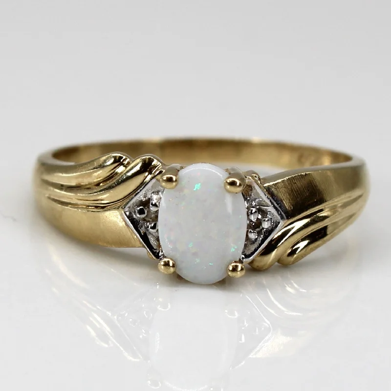 Waterproof Stainless Steel Jewelry For Lasting Beauty Prong Set Opal & Diamond Ring | 0.32ct | 0.01ctw | SZ 8 | Waterproof Stainless Steel Jewelry For Lasting Beauty Prong Set Opal & Diamond Ring | 0.32ct | 0.01ctw | SZ 8 |