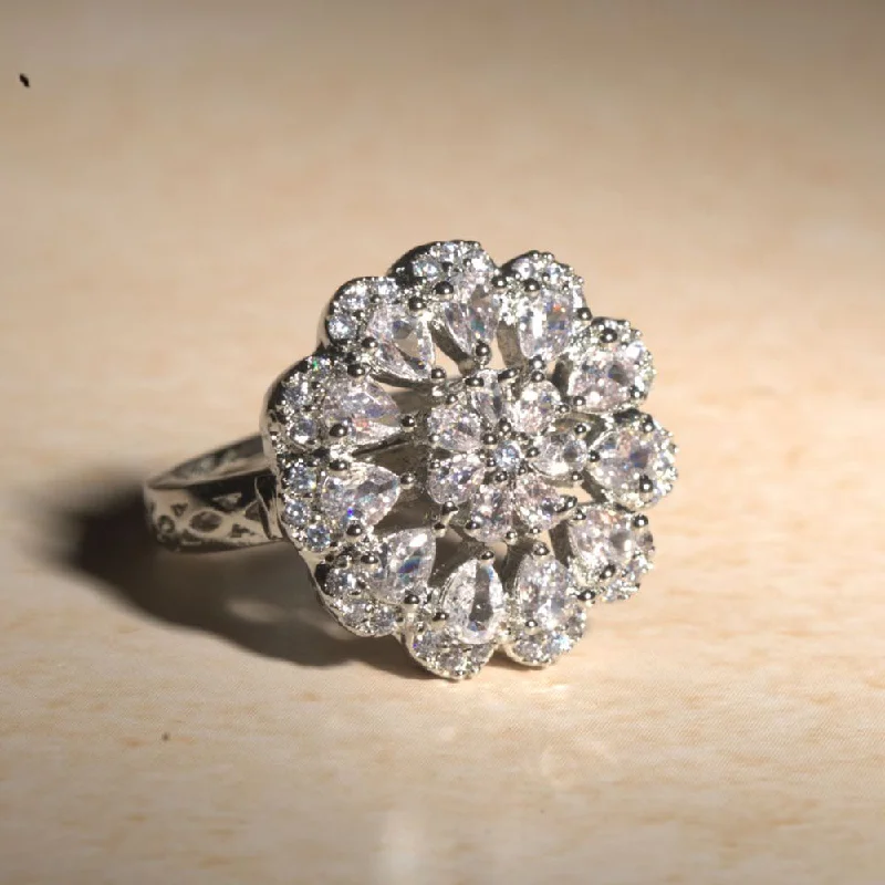 Must-Have Jewelry At Irresistible Discounts Raddhi Jewels Designer Cubic Zicornia American Diamond CZ AD Adjutable Brass Finger Ring For Women/Girls Must-Have Jewelry At Irresistible Discounts Raddhi Jewels Designer Cubic Zicornia American Diamond CZ AD Adjutable Brass Finger Ring For Women/Girls