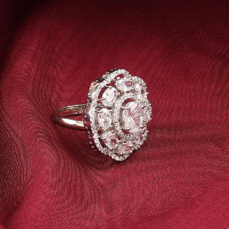 Shop Stylish Jewelry Now And Save Big Raddhi Jewels Silver Plated AD Adjustable Ring Shop Stylish Jewelry Now And Save Big Raddhi Jewels Silver Plated AD Adjustable Ring