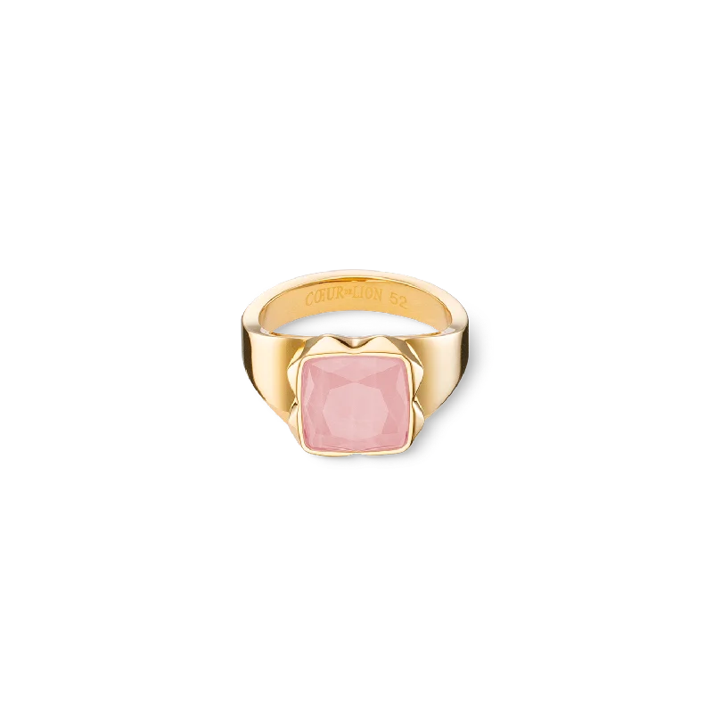 Get Ready To Sparkle – Special Jewelry Discounts Ring Spikes Square Rose Quartz gold-pink