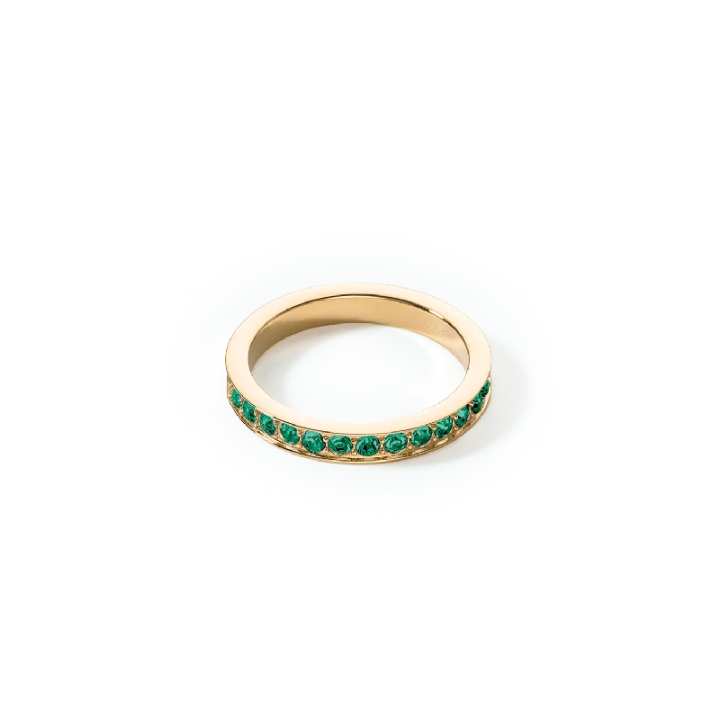 Final Call For Exquisite Jewelry At Reduced Rates Ring stainless steel & crystals gold dark green Final Call For Exquisite Jewelry At Reduced Rates Ring stainless steel & crystals gold dark green