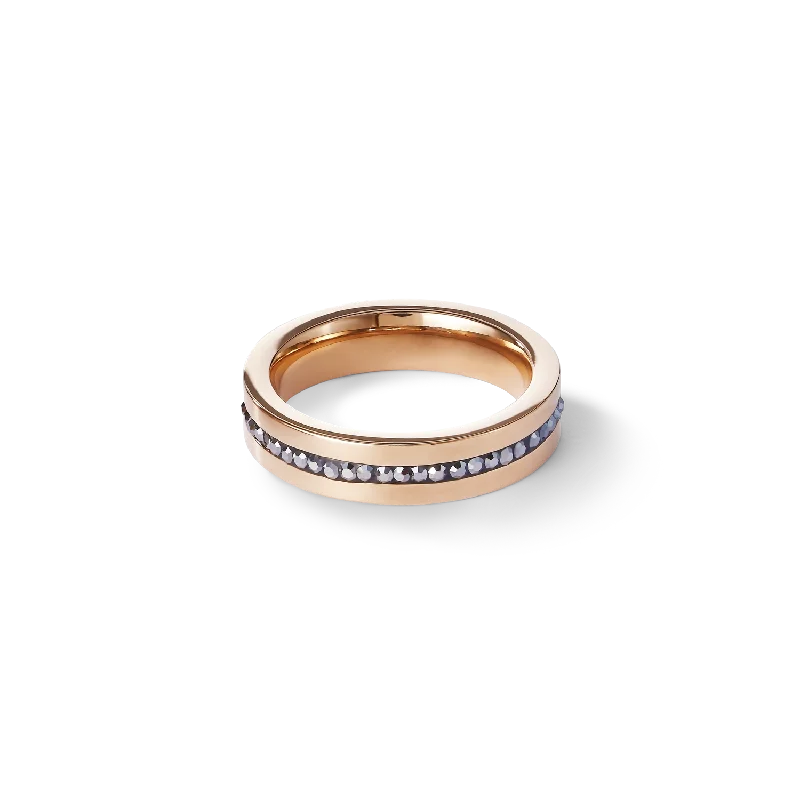 The Perfect Jewelry Piece At The Perfect Discount Ring stainless steel rose gold & crystals pavé strip anthracite The Perfect Jewelry Piece At The Perfect Discount Ring stainless steel rose gold & crystals pavé strip anthracite