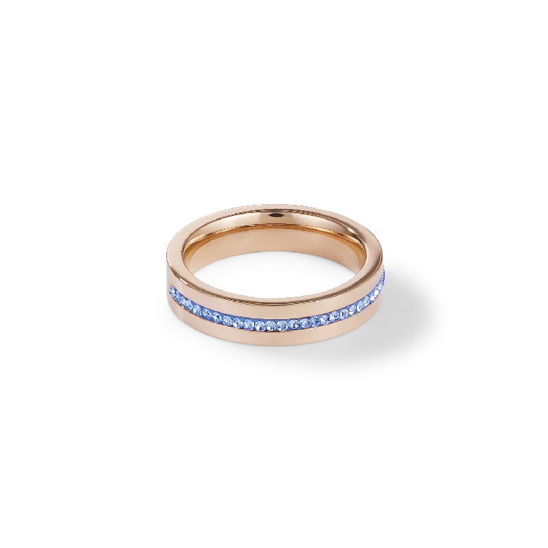 Upgrade Your Jewelry Collection For Less Ring stainless steel rose gold & crystals pavé strip light blue Upgrade Your Jewelry Collection For Less Ring stainless steel rose gold & crystals pavé strip light blue