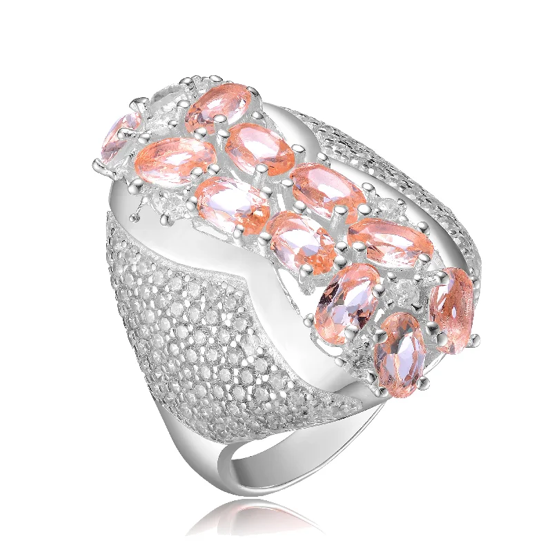 Trending Jewelry Now At Unbeatable Prices Rose Gold Plated Morganite and Clear Cubic Zirconia Accent Last Pair Ring Trending Jewelry Now At Unbeatable Prices Rose Gold Plated Morganite and Clear Cubic Zirconia Accent Last Pair Ring