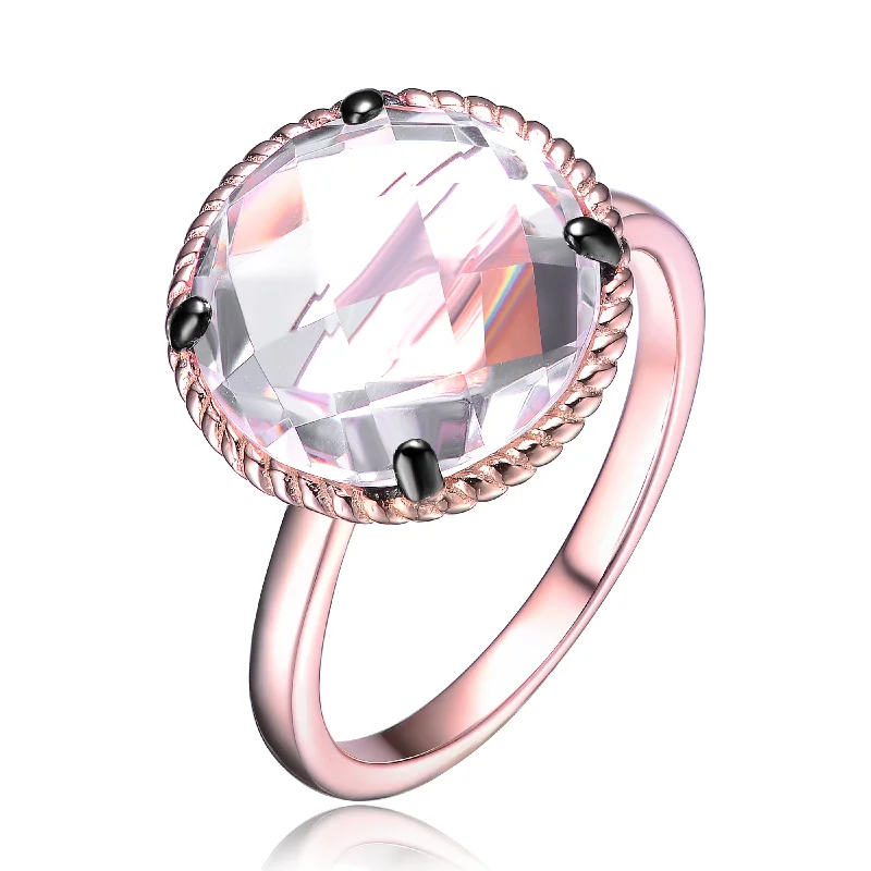 Handmade Pearl Jewelry For Timeless Elegance Rose Sterling Silver Cubic Zirconia Round Statement Ring Handmade Pearl Jewelry For Timeless Elegance Rose Sterling Silver Cubic Zirconia Round Statement Ring