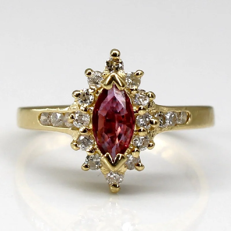 Fashion-Forward Geometric Jewelry For Contemporary Style Ruby & Diamond Cocktail Ring | 0.50ct | 0.12ctw | SZ 4.25 | Fashion-Forward Geometric Jewelry For Contemporary Style Ruby & Diamond Cocktail Ring | 0.50ct | 0.12ctw | SZ 4.25 |